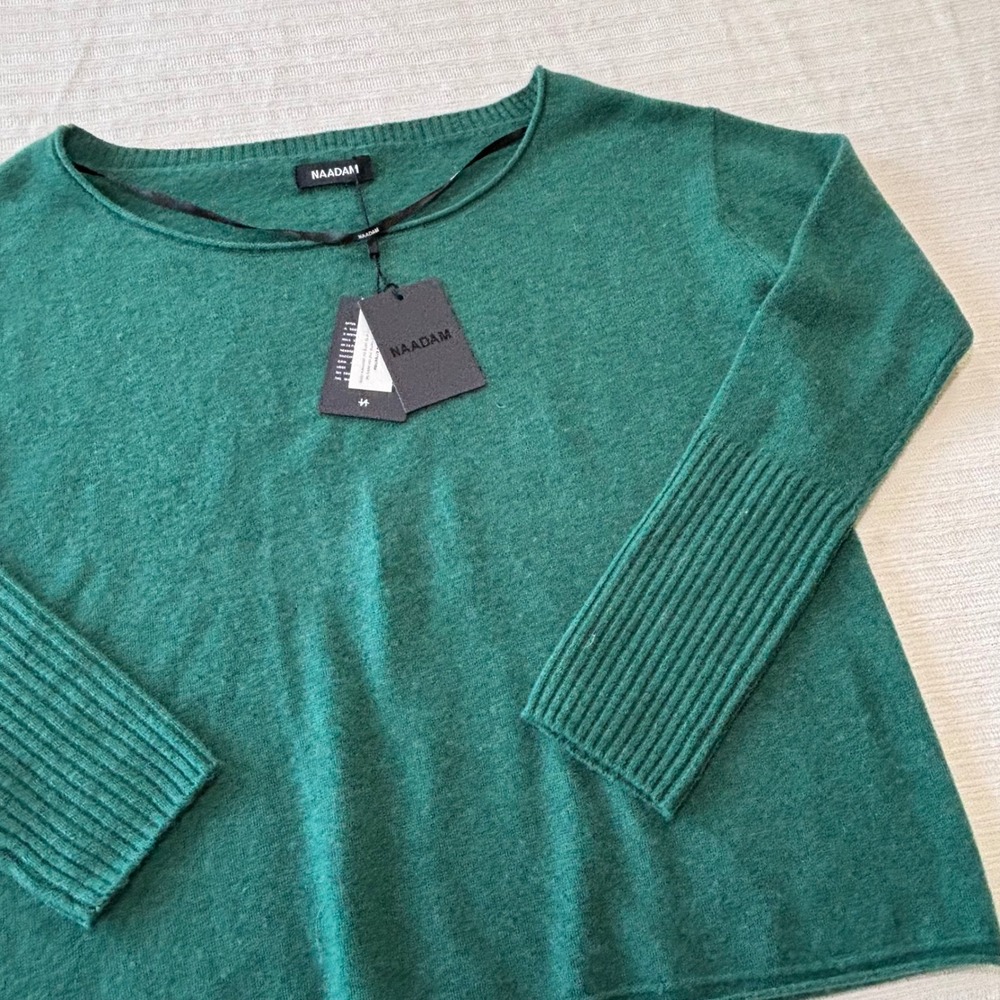 Naadam 100% Cashmere Boatneck Sweater Emerald Green NWET004076 Mens Medium